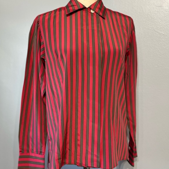 Vintage Evan-Picone Striped Long Sleeve Blouse - Picture 2 of 8